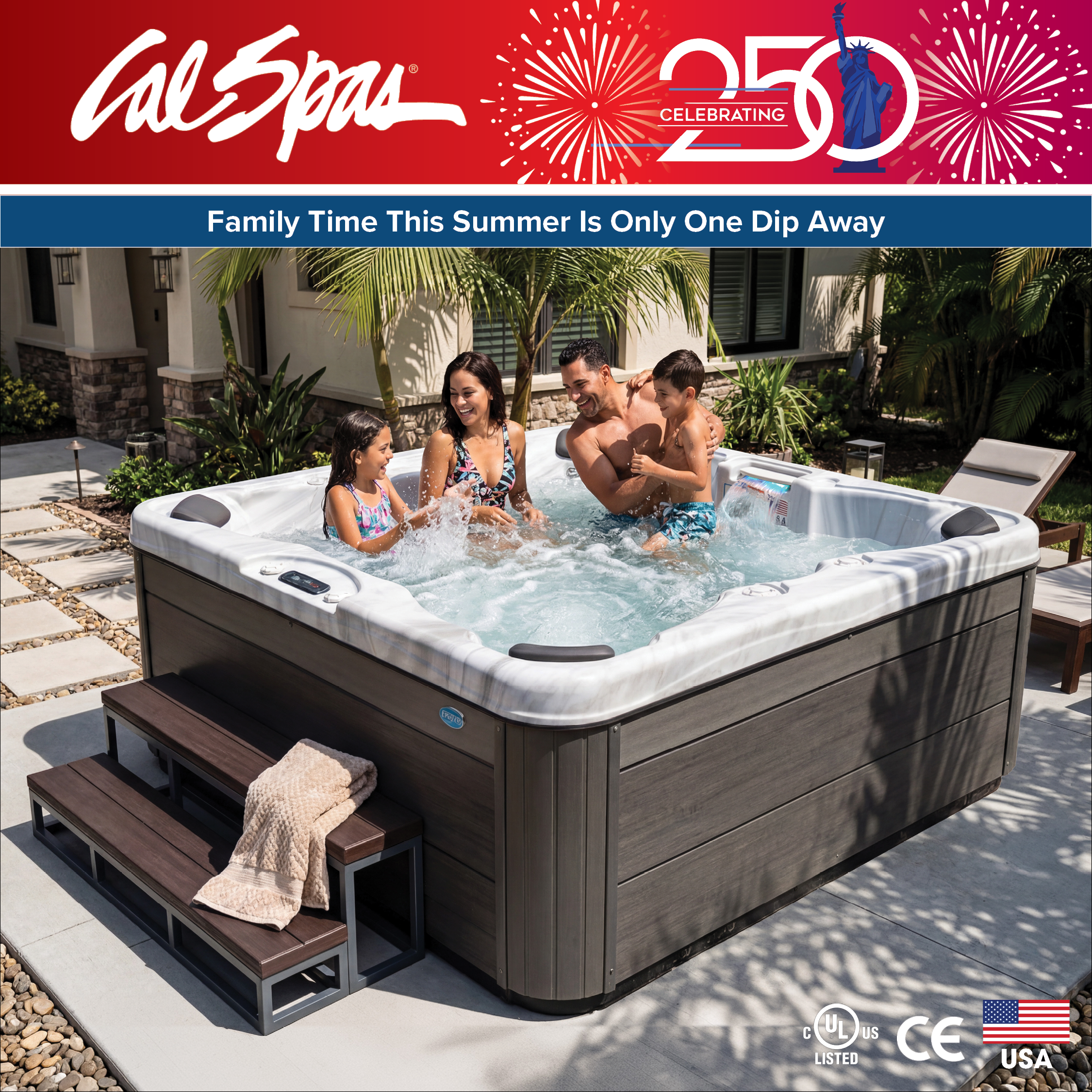 Calspas hot tub being used in a family setting - Davenport